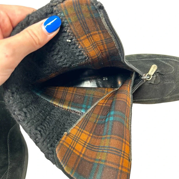 Aquatalia Snow Boots Winter‎ Weatherproof Suede Zip Front Combat Black Size 7.5 - Picture 9 of 12